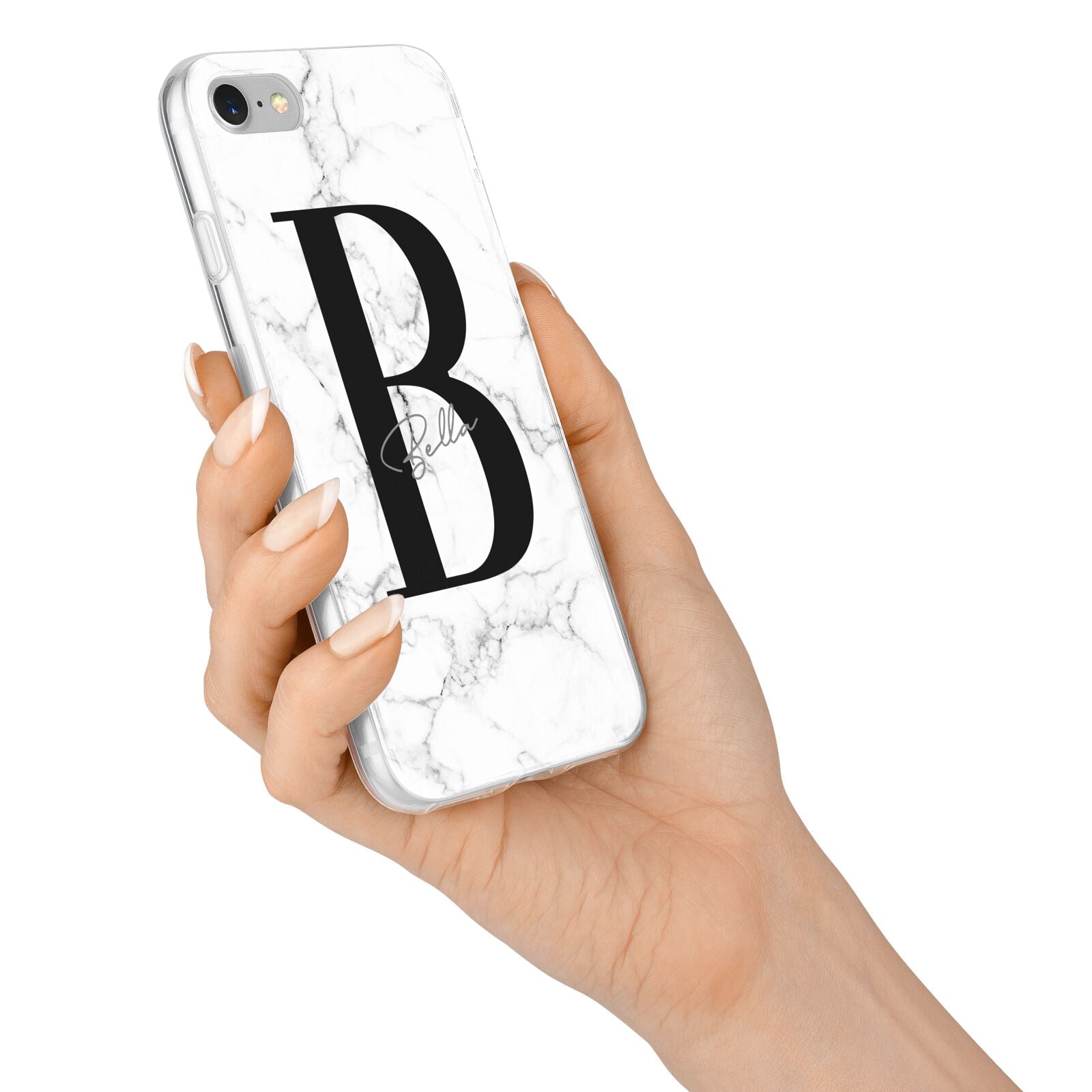 Monogrammed White Marble iPhone 7 Bumper Case on Silver iPhone Alternative Image