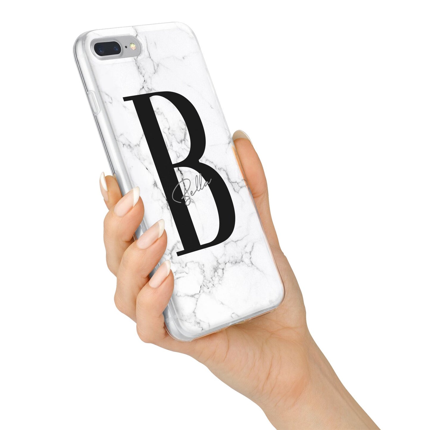 Monogrammed White Marble iPhone 7 Plus Bumper Case on Silver iPhone Alternative Image