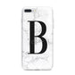 Monogrammed White Marble iPhone 7 Plus Bumper Case on Silver iPhone