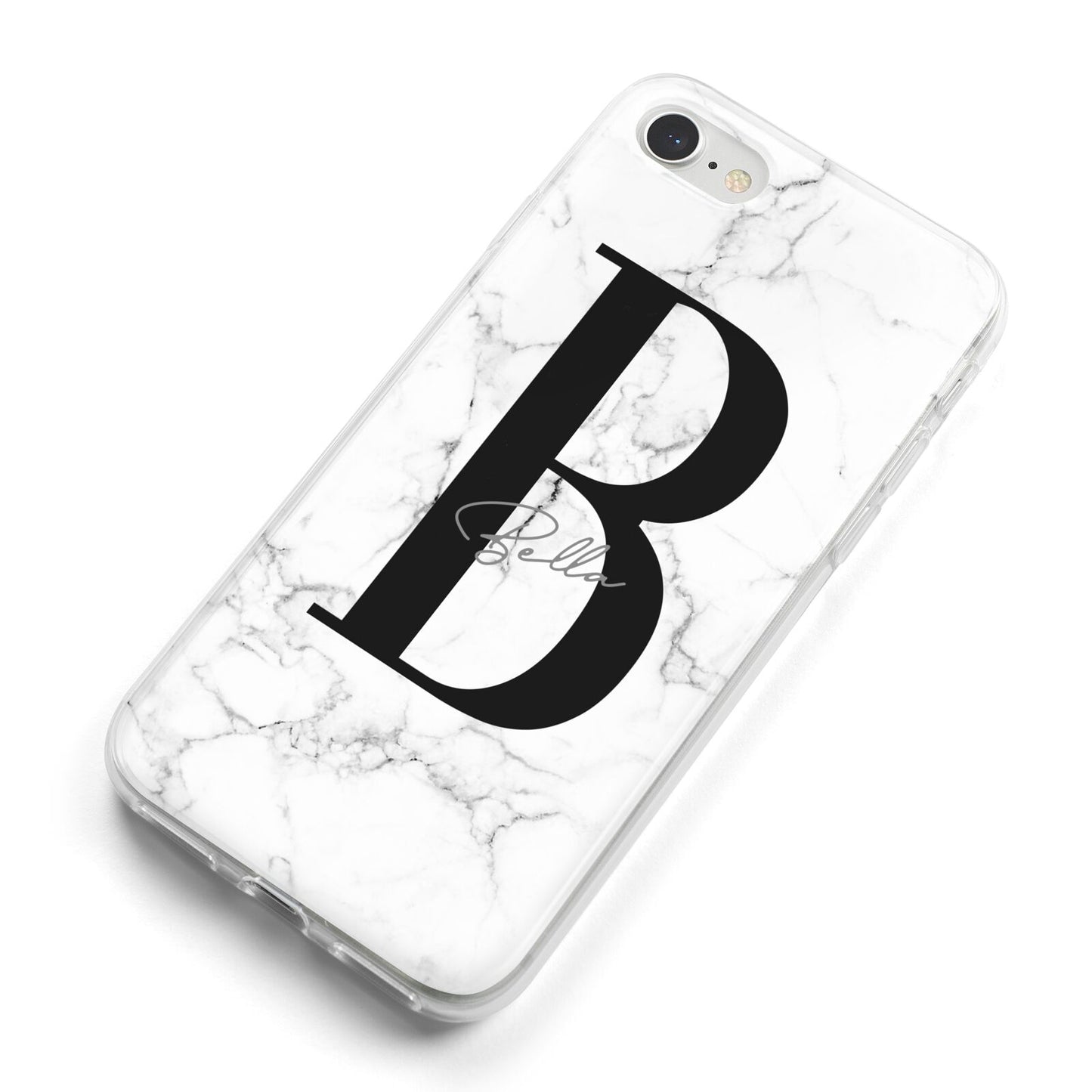 Monogrammed White Marble iPhone 8 Bumper Case on Silver iPhone Alternative Image