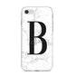 Monogrammed White Marble iPhone 8 Bumper Case on Silver iPhone