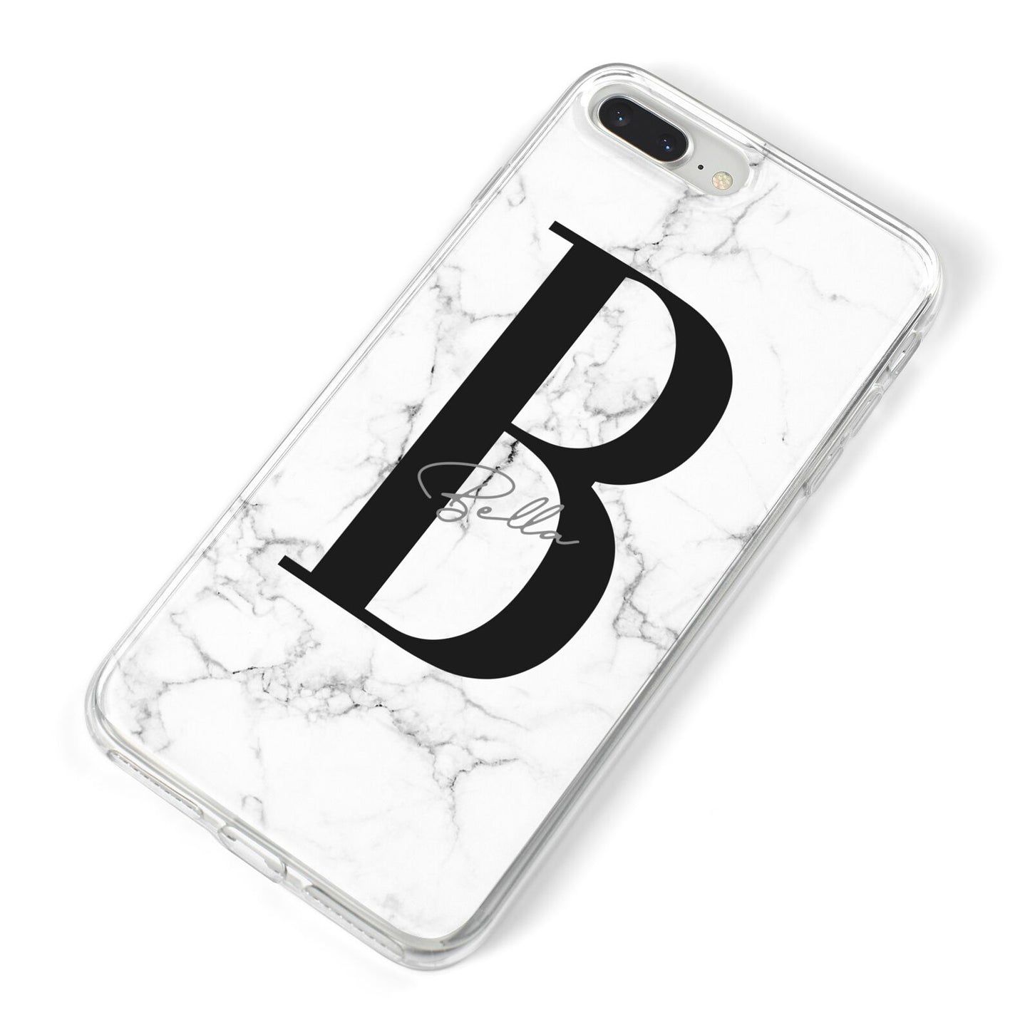 Monogrammed White Marble iPhone 8 Plus Bumper Case on Silver iPhone Alternative Image
