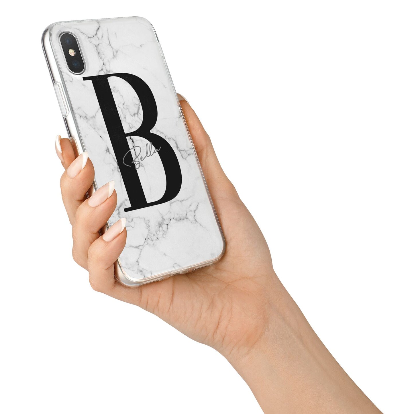 Monogrammed White Marble iPhone X Bumper Case on Silver iPhone Alternative Image 2