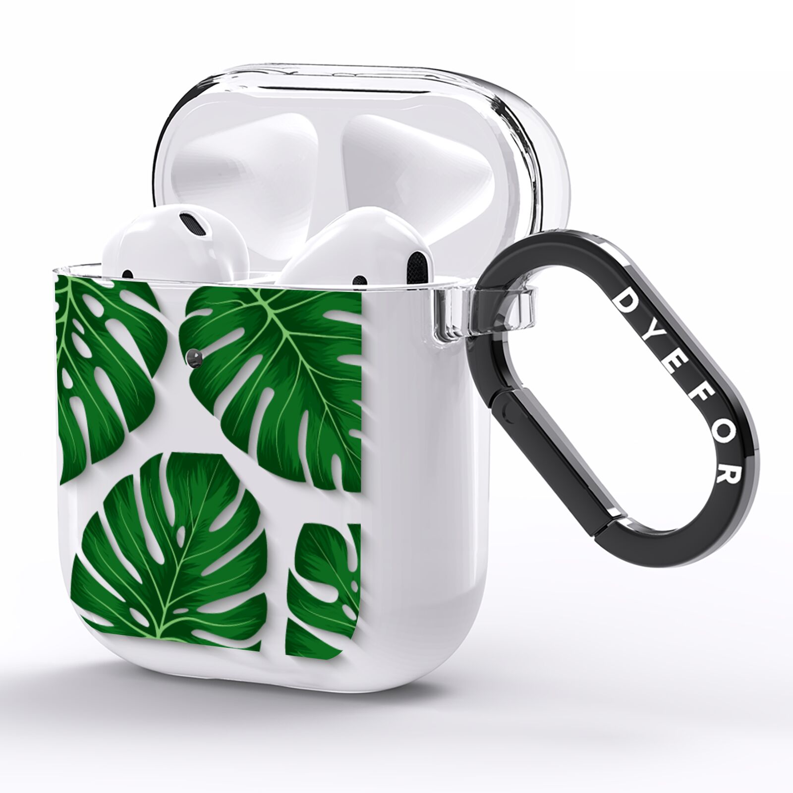 Monstera Leaf AirPods Clear Case Side Image