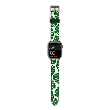 Monstera Leaf Apple Watch Strap Size 38mm with Space Grey Hardware