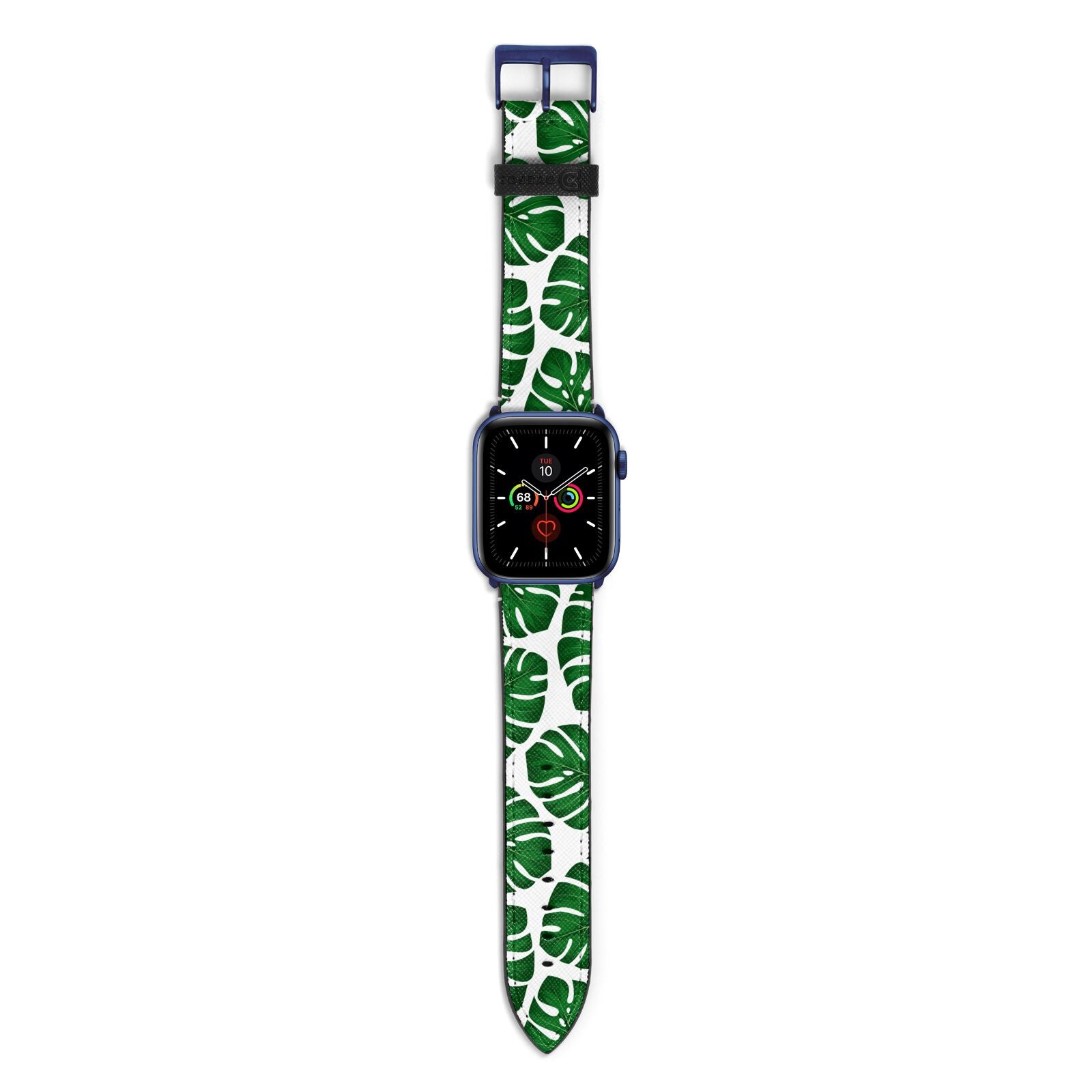 Monstera Leaf Apple Watch Strap with Blue Hardware