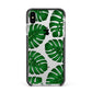 Monstera Leaf Apple iPhone Xs Max Impact Case Black Edge on Silver Phone