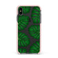 Monstera Leaf Apple iPhone Xs Max Impact Case Pink Edge on Black Phone