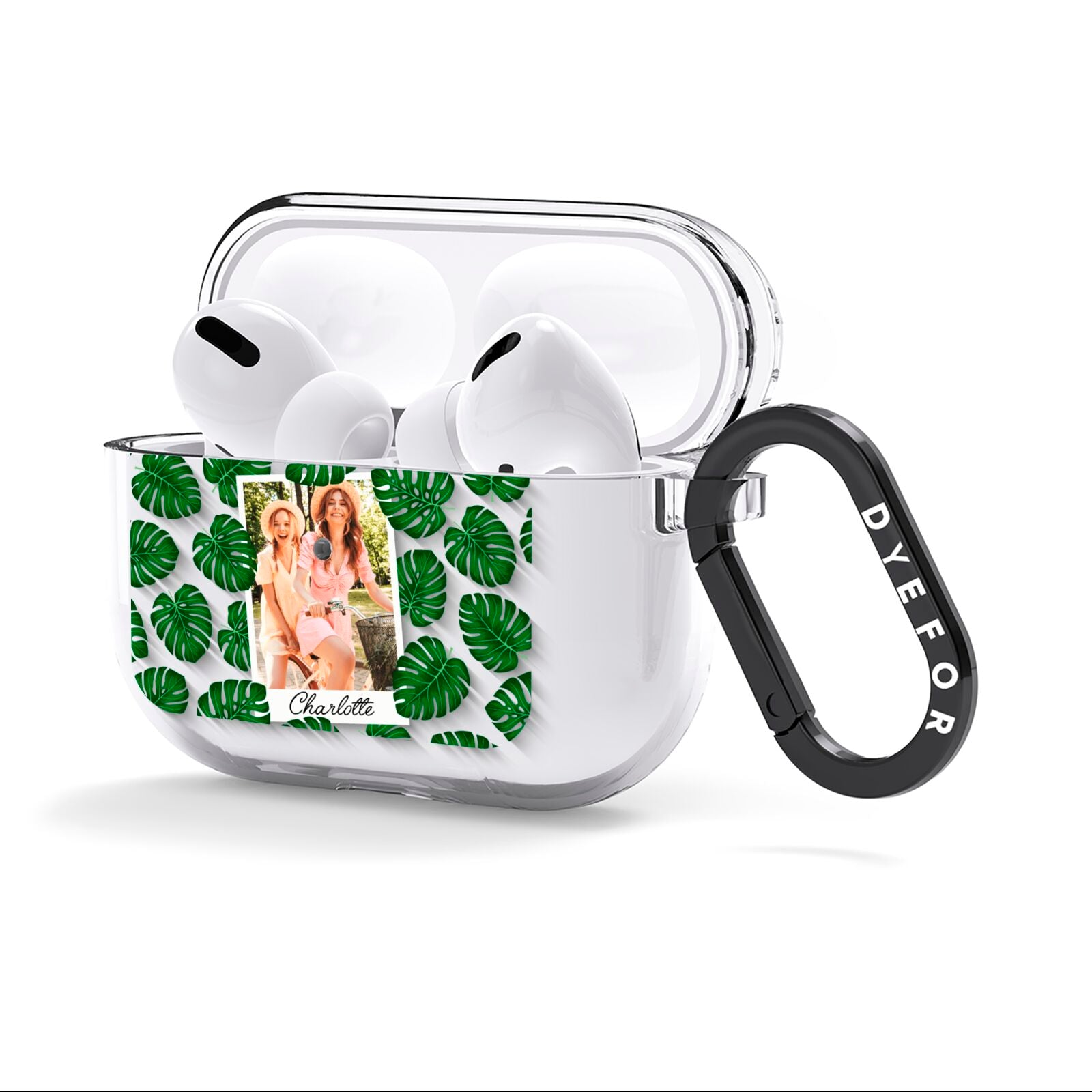 Monstera Leaf Instant Photo AirPods Clear Case 3rd Gen Side Image