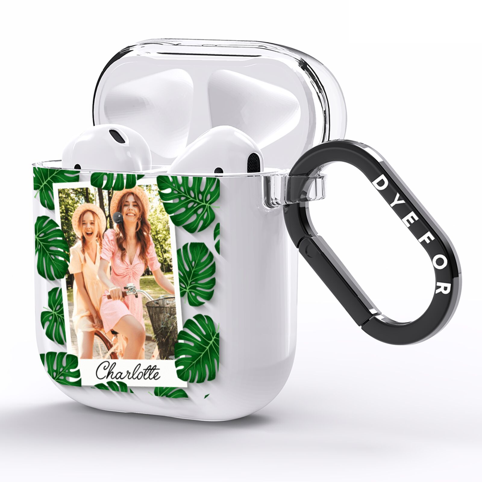 Monstera Leaf Instant Photo AirPods Clear Case Side Image