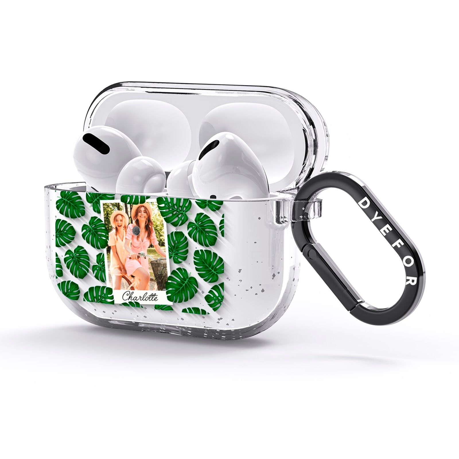 Monstera Leaf Instant Photo AirPods Glitter Case 3rd Gen Side Image