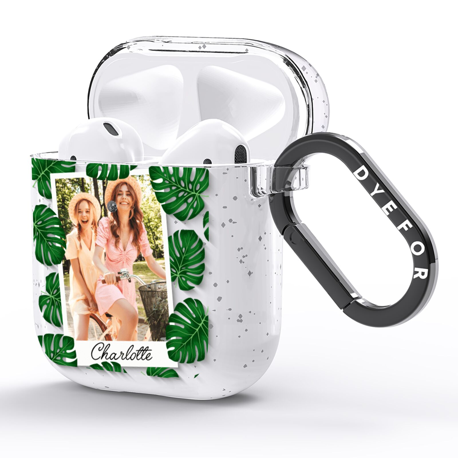 Monstera Leaf Instant Photo AirPods Glitter Case Side Image