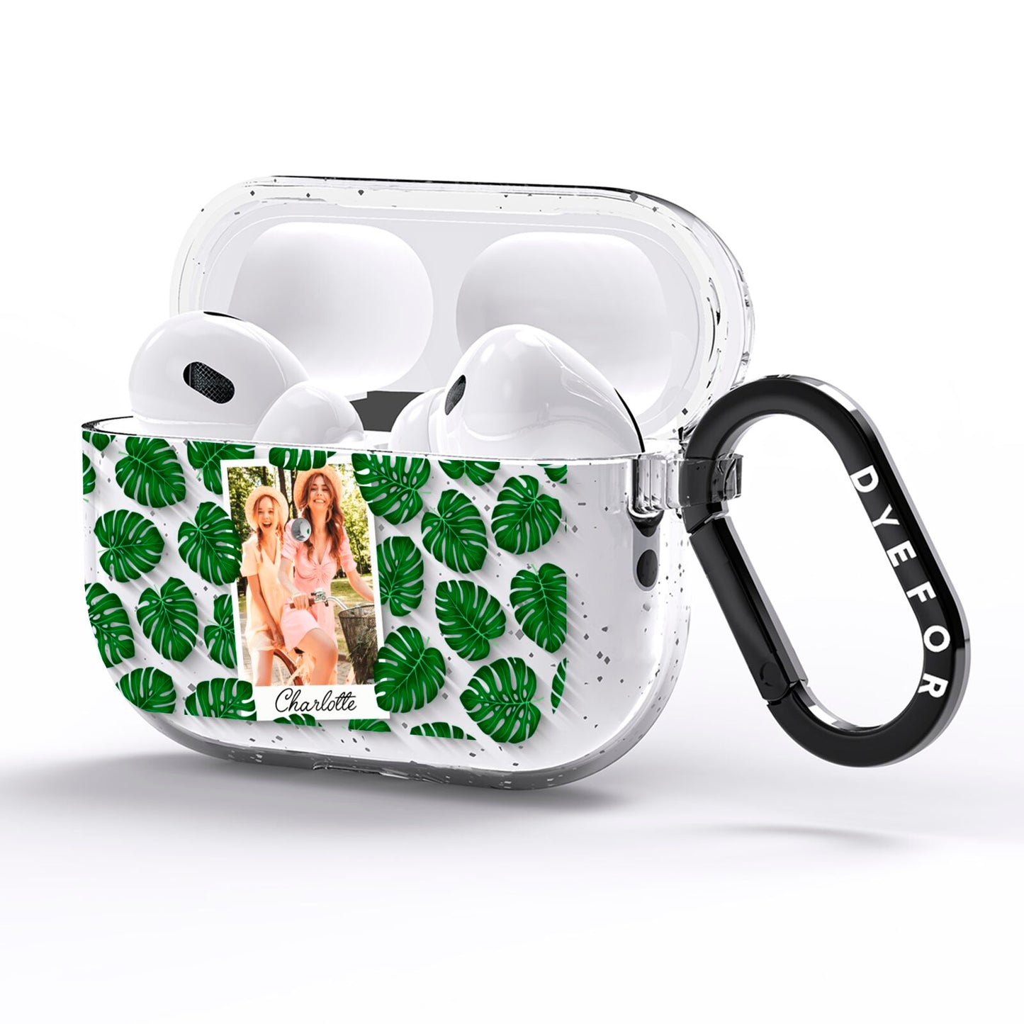Monstera Leaf Instant Photo AirPods Pro Glitter Case Side Image