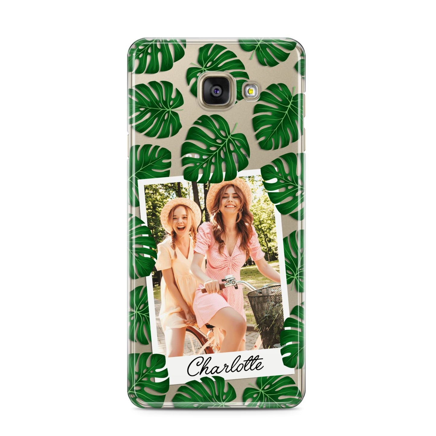 Monstera Leaf Instant Photo Samsung Galaxy A3 2016 Case on gold phone