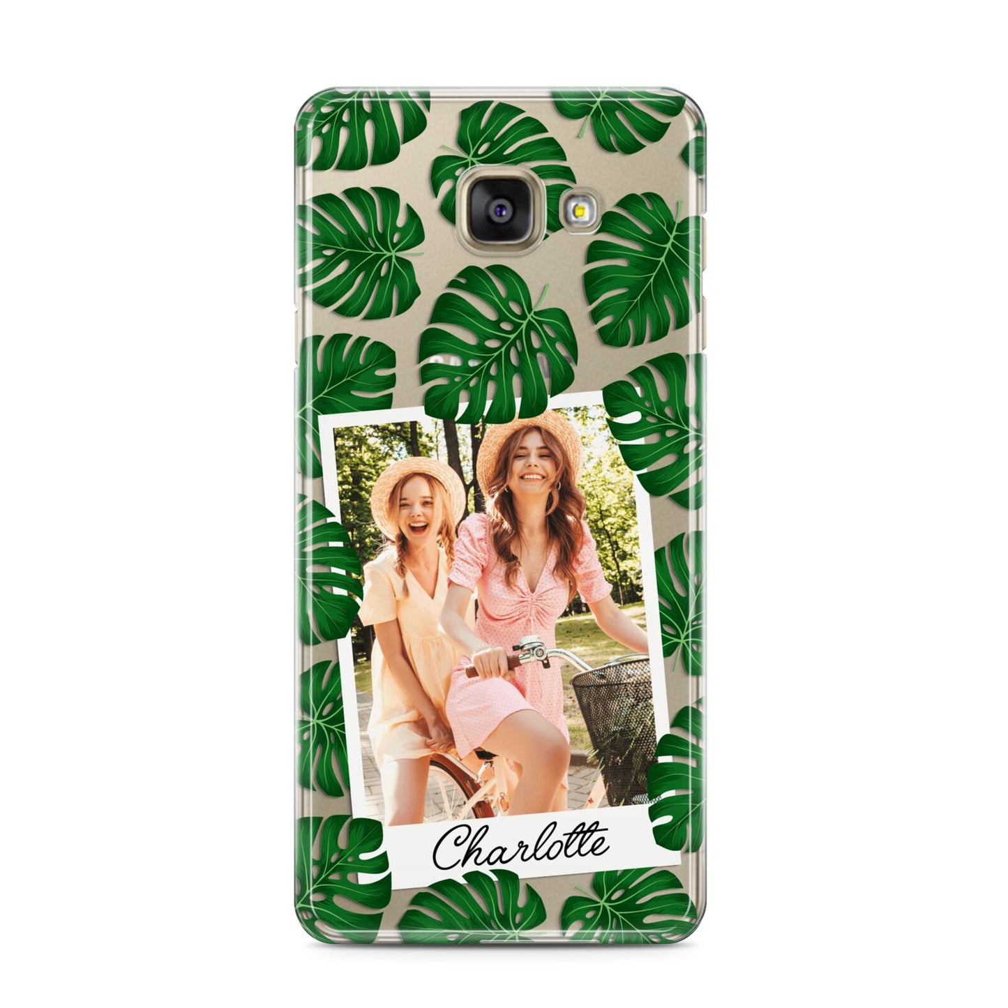 Monstera Leaf Instant Photo Samsung Galaxy A3 2016 Case on gold phone