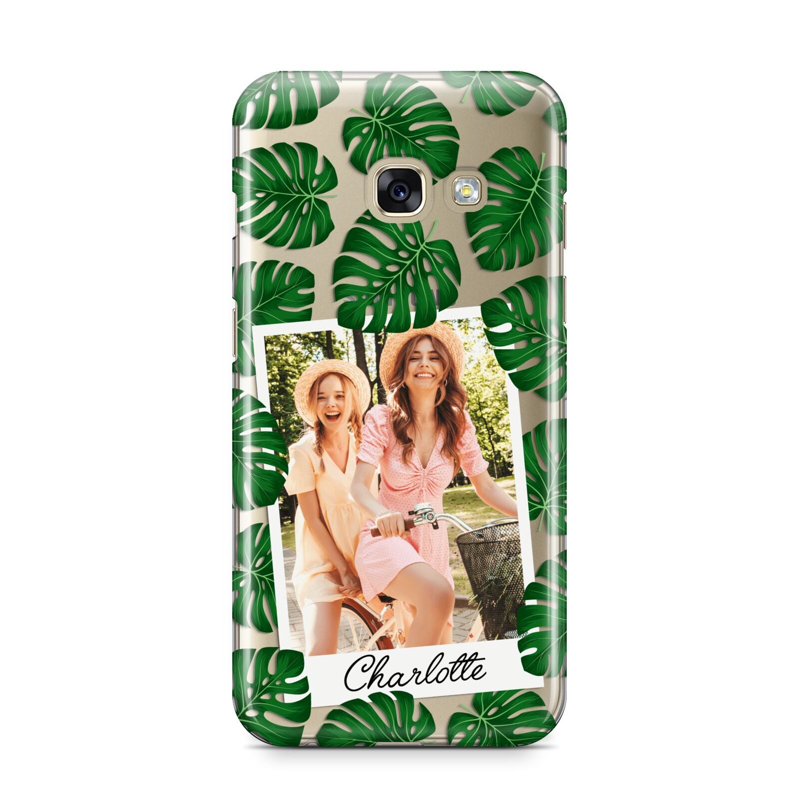 Monstera Leaf Instant Photo Samsung Galaxy A3 2017 Case on gold phone