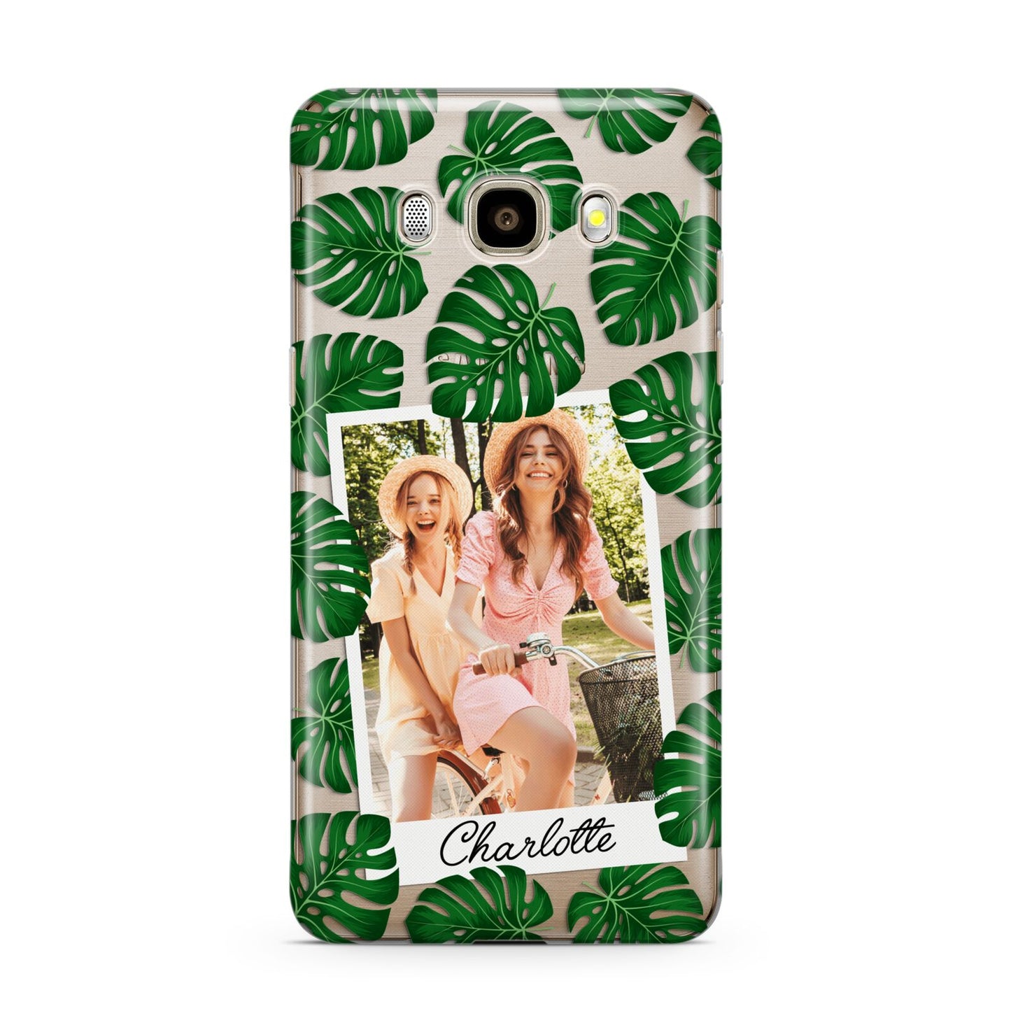 Monstera Leaf Instant Photo Samsung Galaxy J7 2016 Case on gold phone