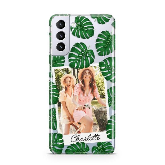 Monstera Leaf Instant Photo Samsung S21 Plus Phone Case