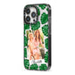 Monstera Leaf Instant Photo iPhone 13 Pro Black Impact Case Side Angle on Silver phone