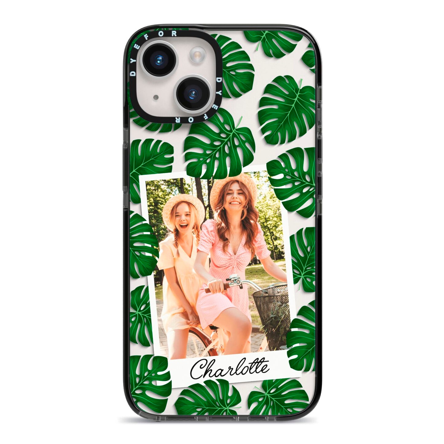 Monstera Leaf Instant Photo iPhone 14 Black Impact Case on Silver phone