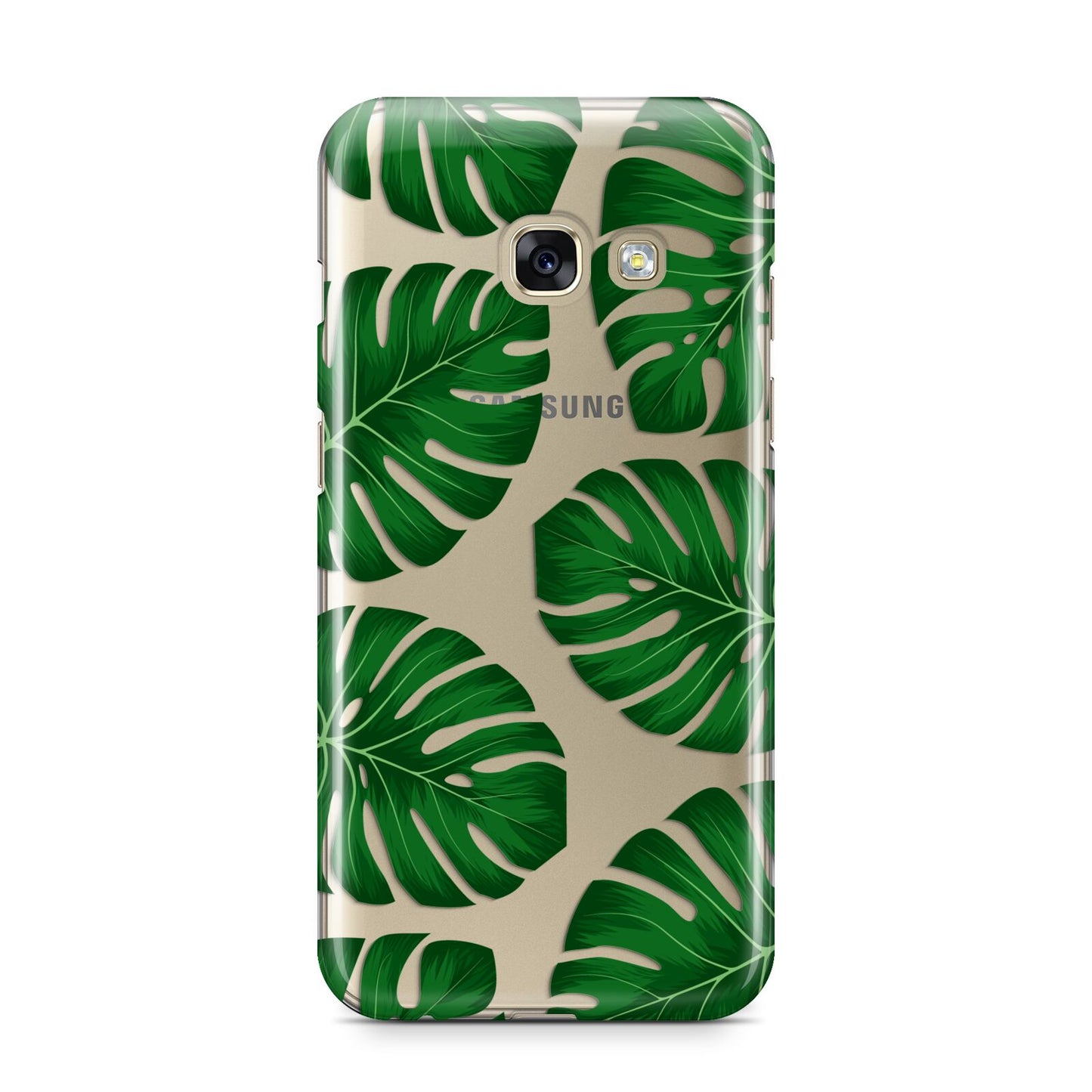 Monstera Leaf Samsung Galaxy A3 2017 Case on gold phone