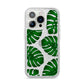 Monstera Leaf iPhone 14 Pro Glitter Tough Case Silver