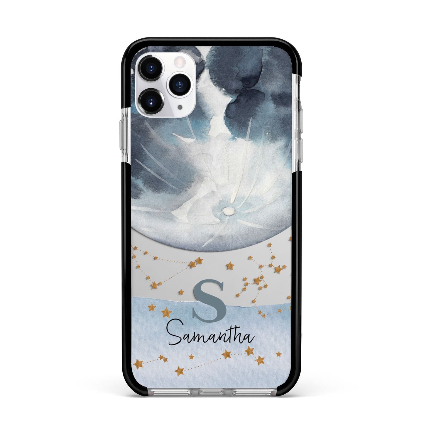 Moon Constellation Personalised Apple iPhone 11 Pro Max in Silver with Black Impact Case