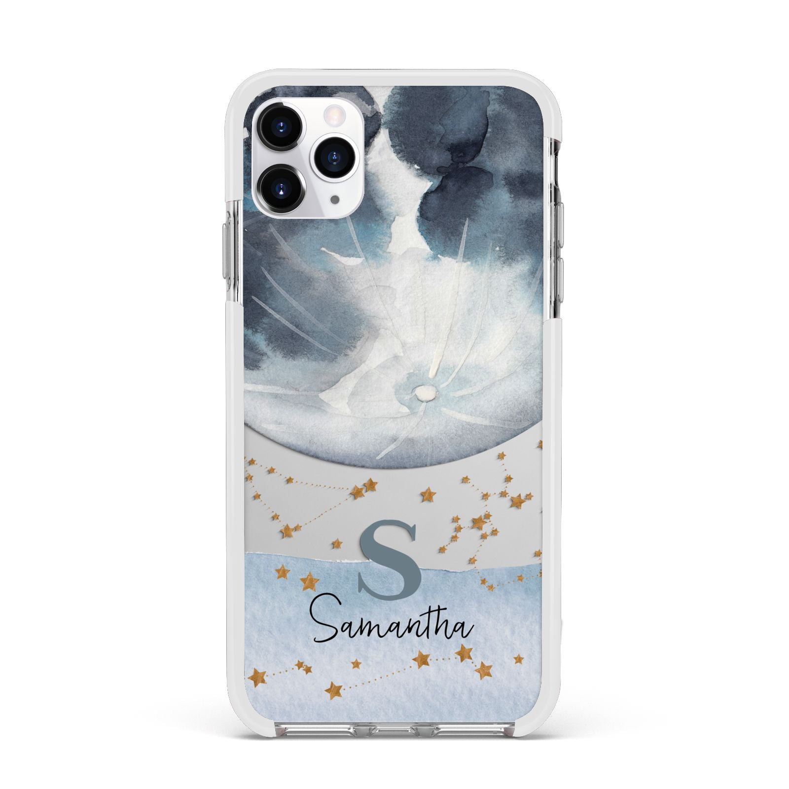 Moon Constellation Personalised Apple iPhone 11 Pro Max in Silver with White Impact Case