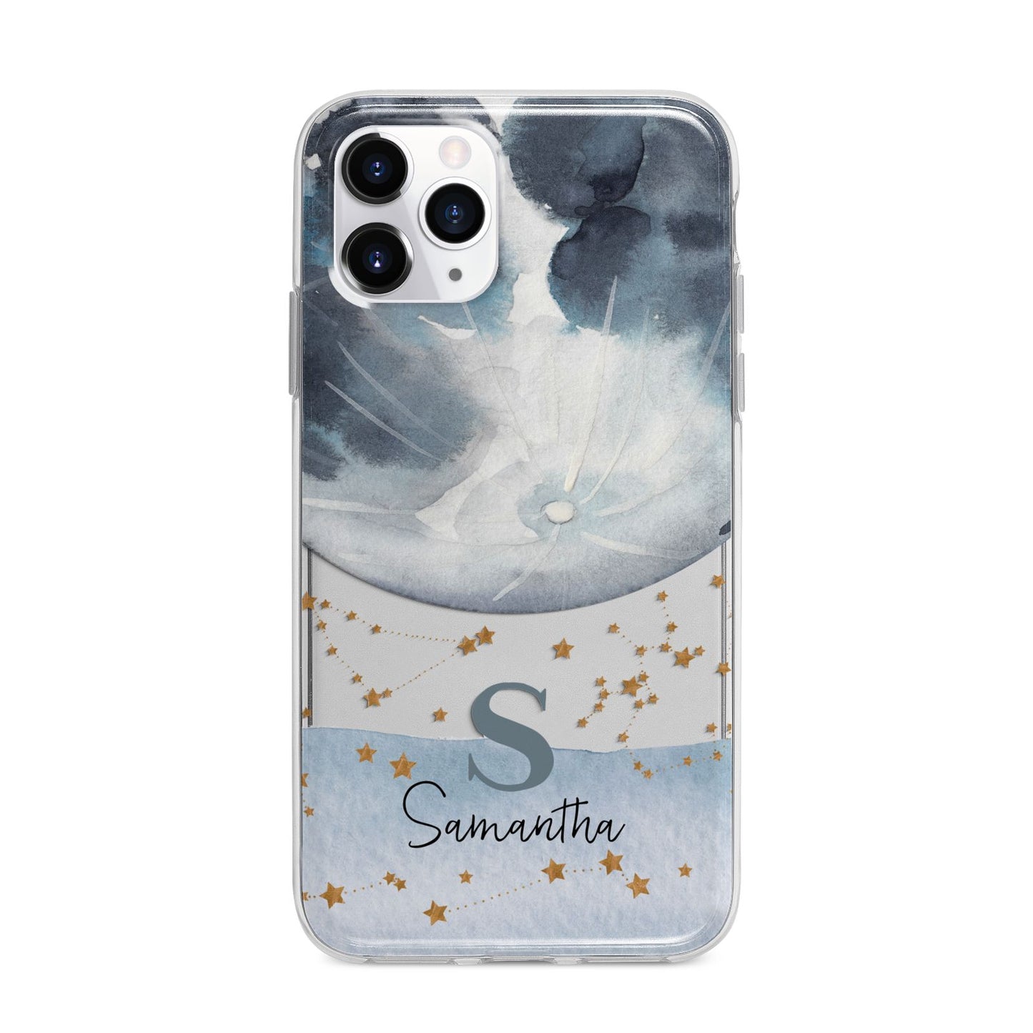 Moon Constellation Personalised Apple iPhone 11 Pro in Silver with Bumper Case