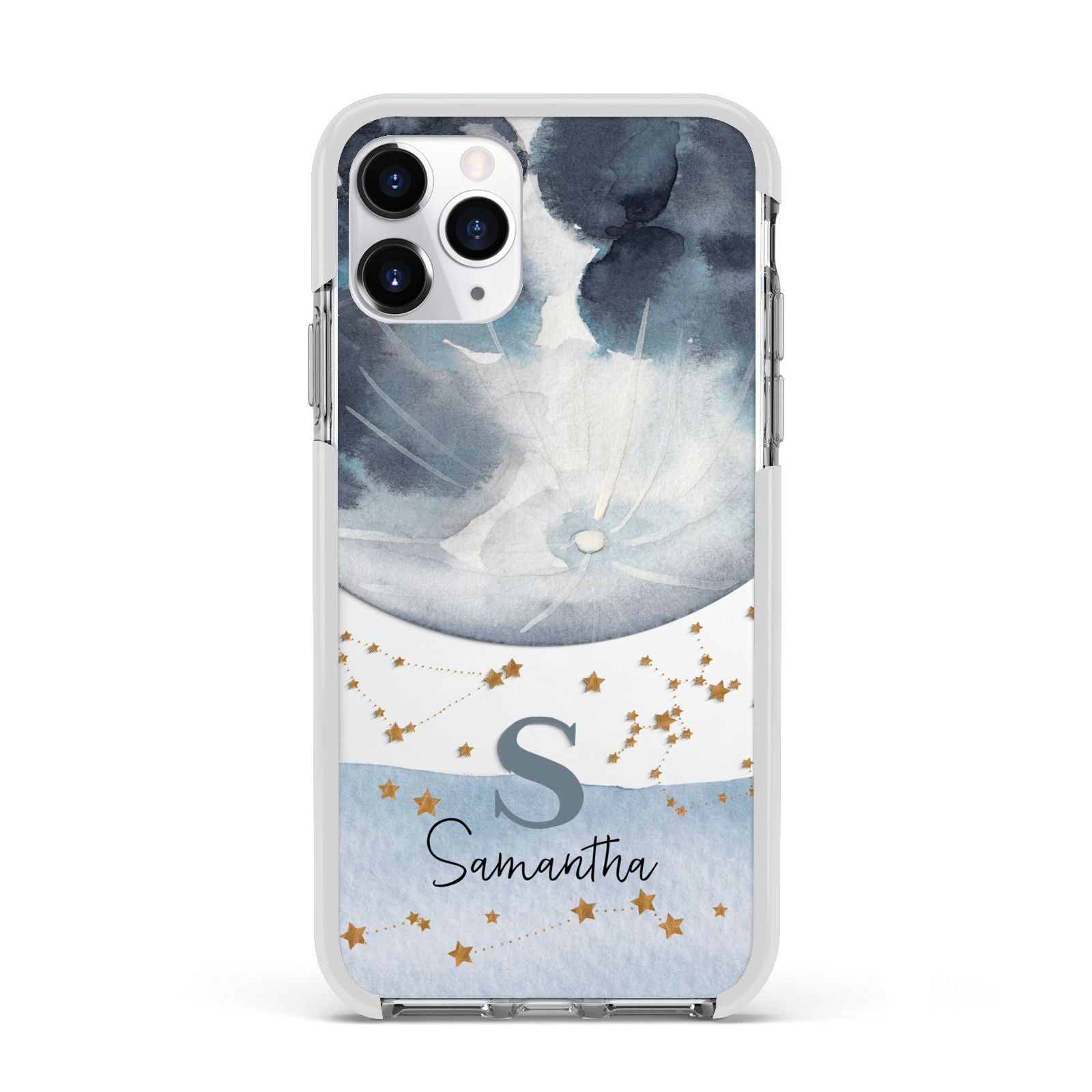 Moon Constellation Personalised Apple iPhone 11 Pro in Silver with White Impact Case
