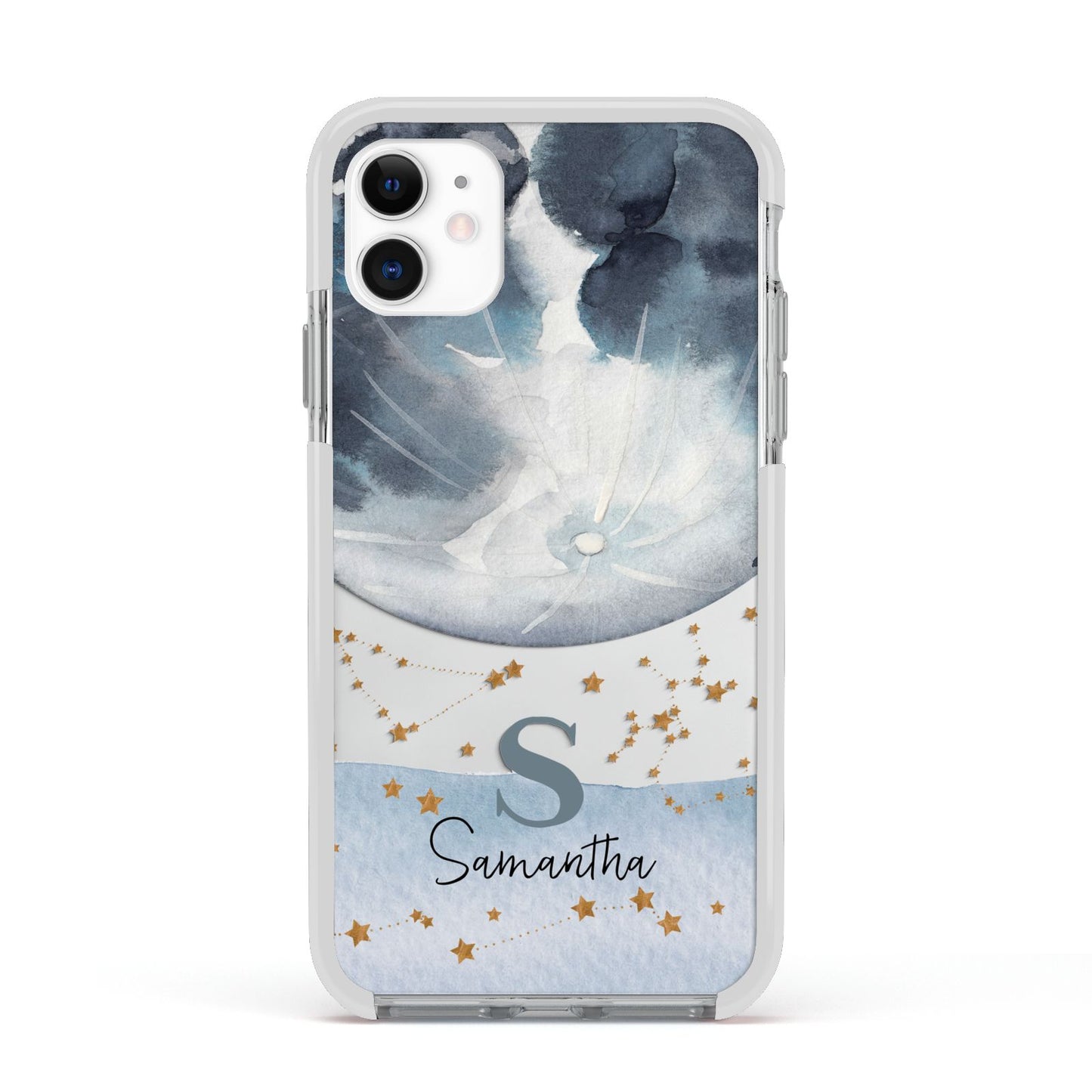 Moon Constellation Personalised Apple iPhone 11 in White with White Impact Case
