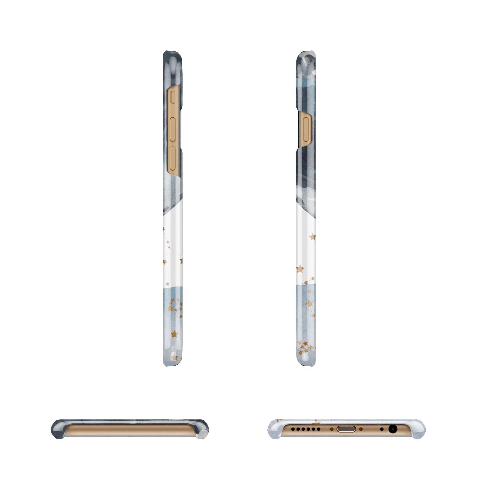 Moon Constellation Personalised Apple iPhone 6 3D Wrap Snap Case Angled Images