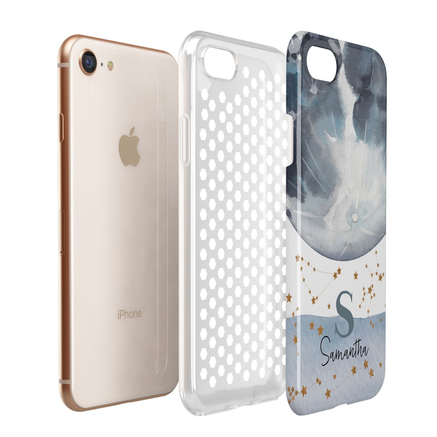 Moon Constellation Personalised Apple iPhone 7 8 3D Tough Case Expanded View