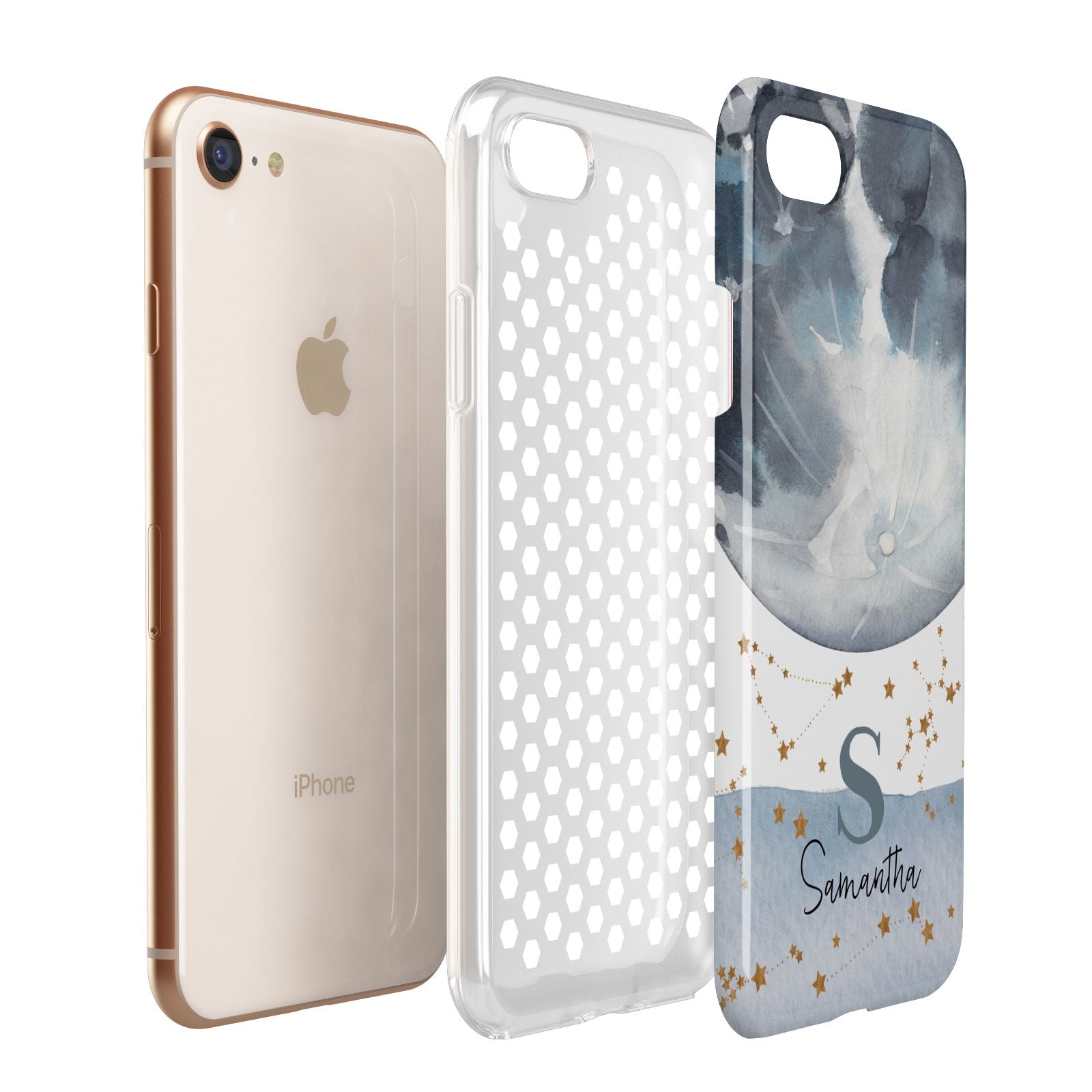 Moon Constellation Personalised Apple iPhone 7 8 3D Tough Case Expanded View