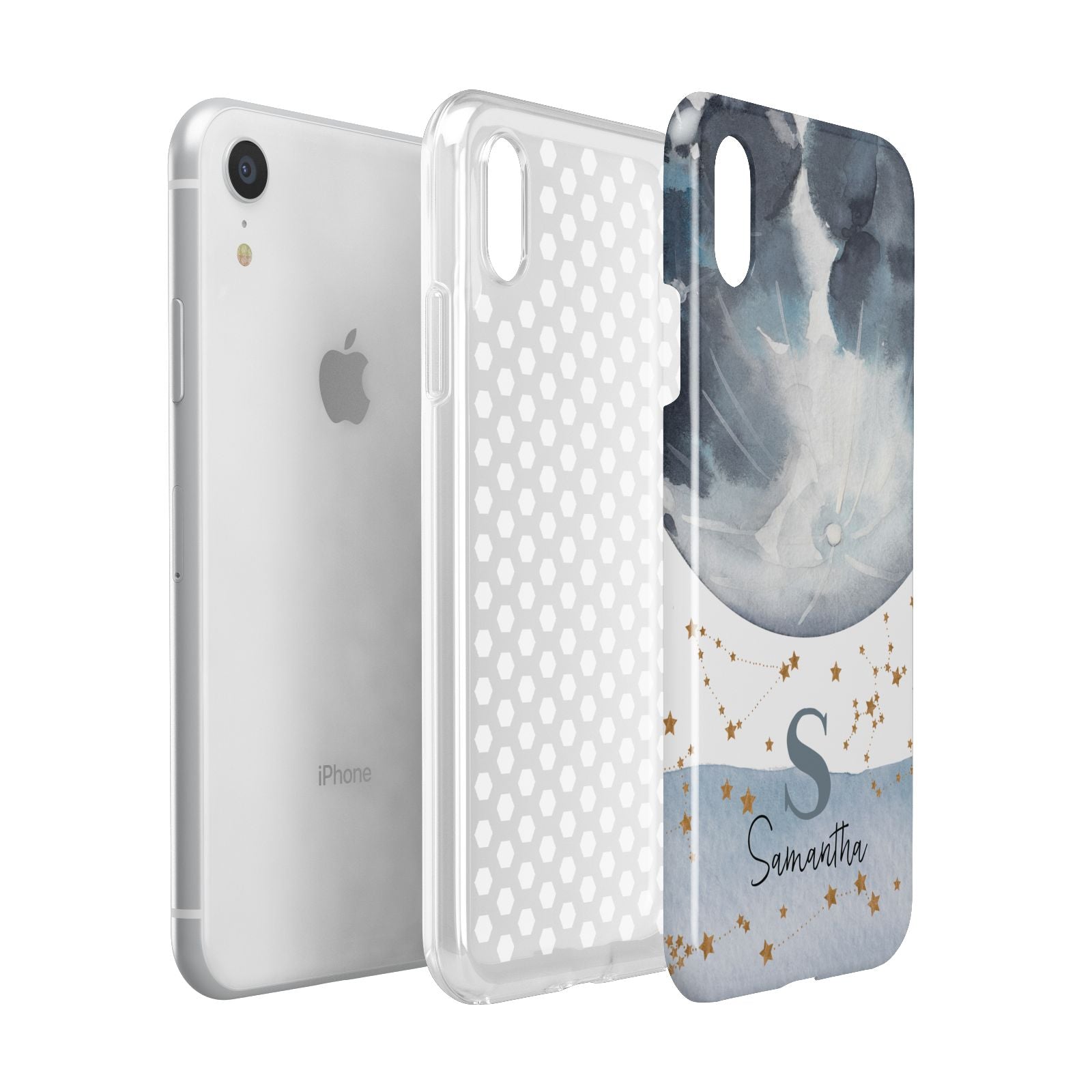 Moon Constellation Personalised Apple iPhone XR White 3D Tough Case Expanded view
