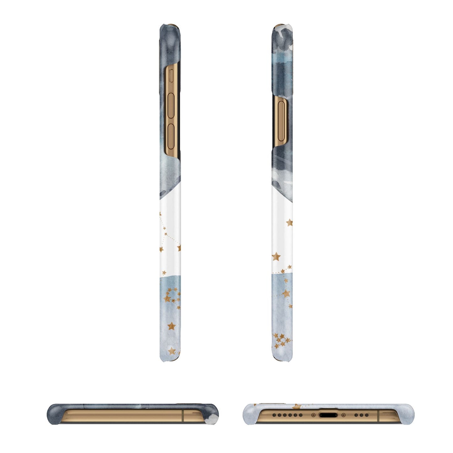 Moon Constellation Personalised Apple iPhone Xs 3D Wrap Snap Case Angled Images