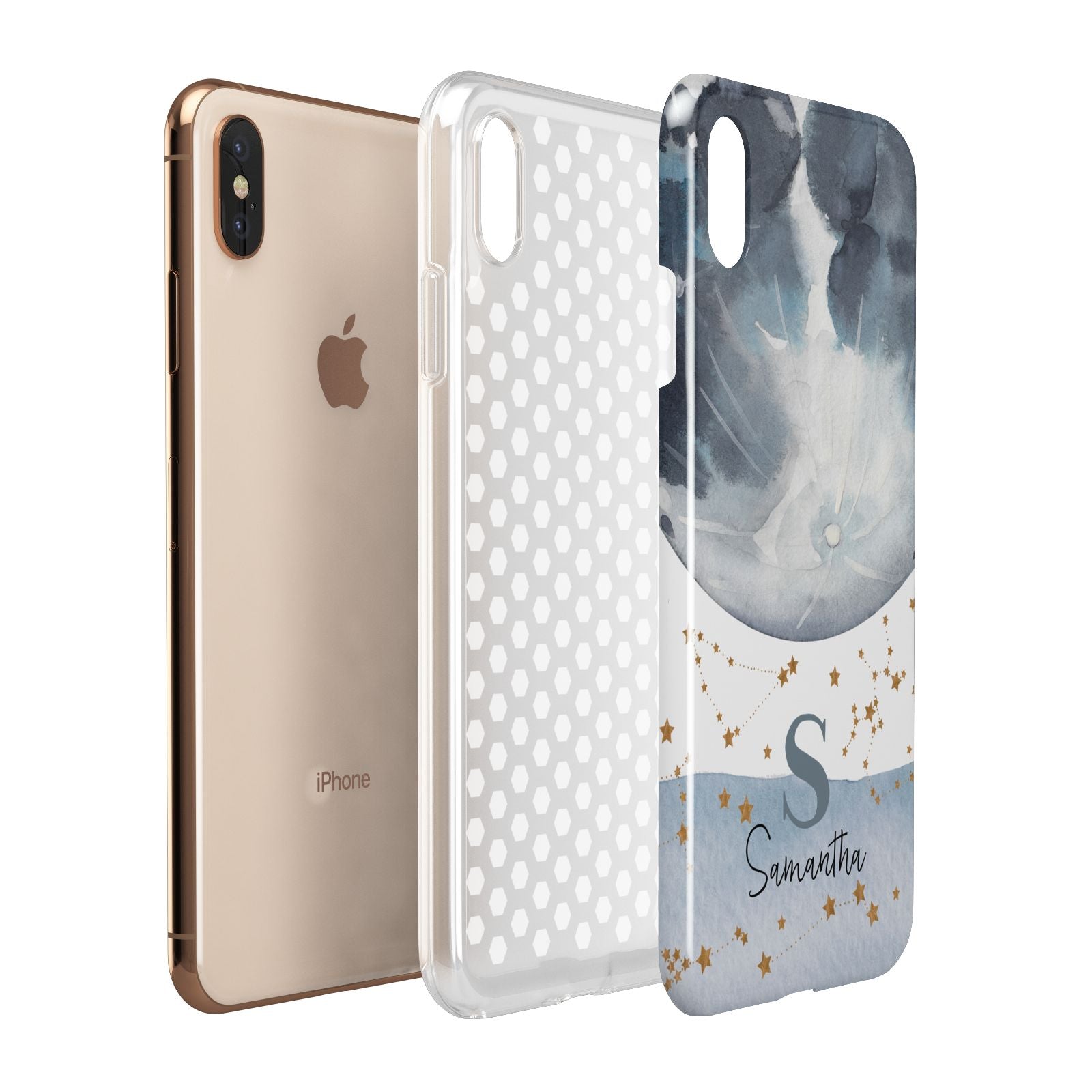 Moon Constellation Personalised Apple iPhone Xs Max 3D Tough Case Expanded View