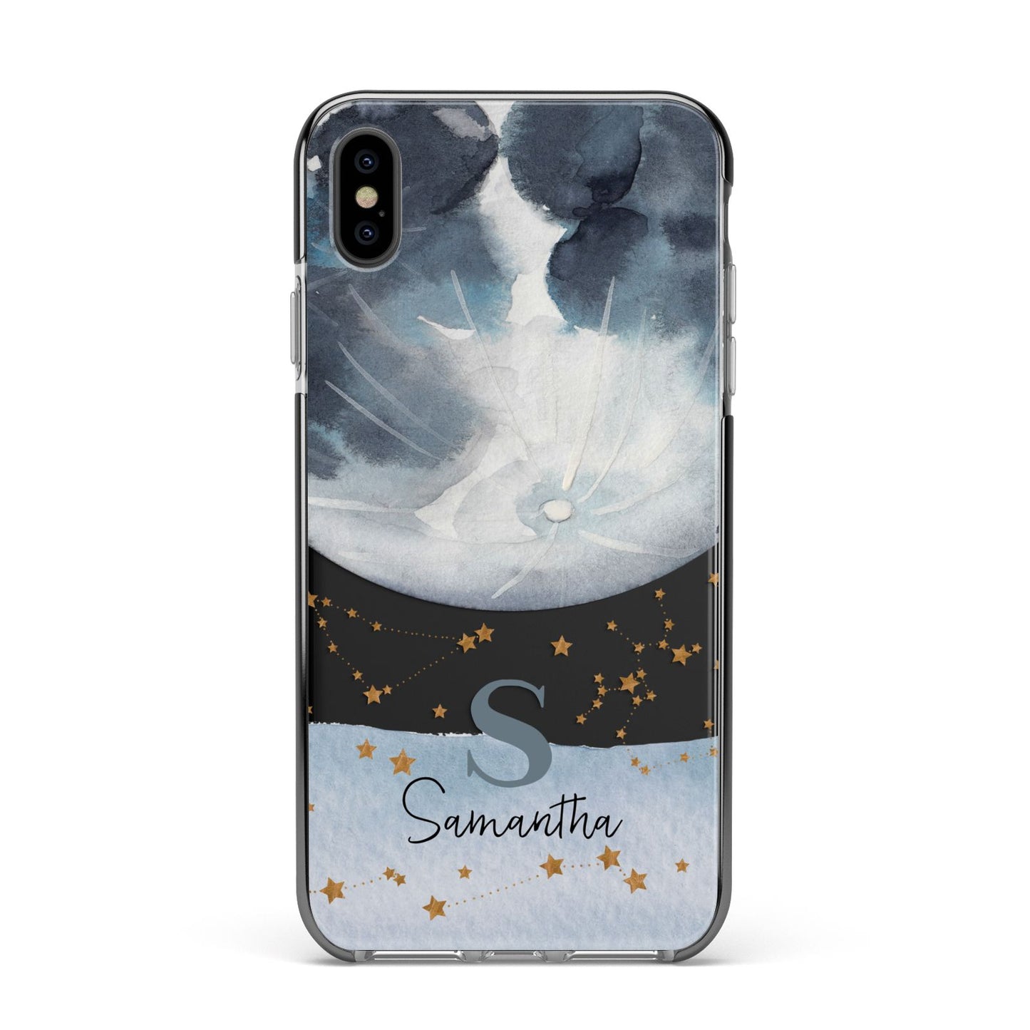 Moon Constellation Personalised Apple iPhone Xs Max Impact Case Black Edge on Black Phone