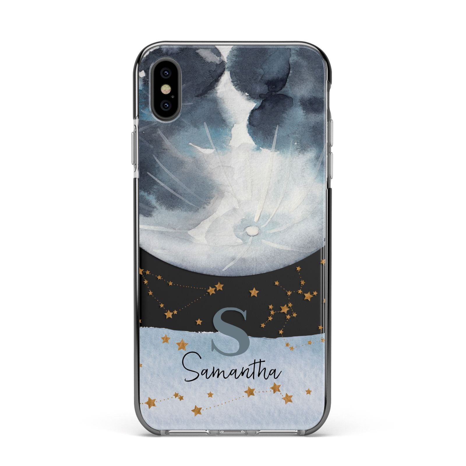 Moon Constellation Personalised Apple iPhone Xs Max Impact Case Black Edge on Black Phone