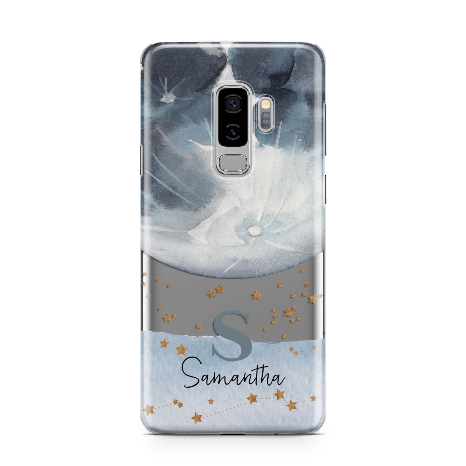 Moon Constellation Personalised Samsung Galaxy S9 Plus Case on Silver phone