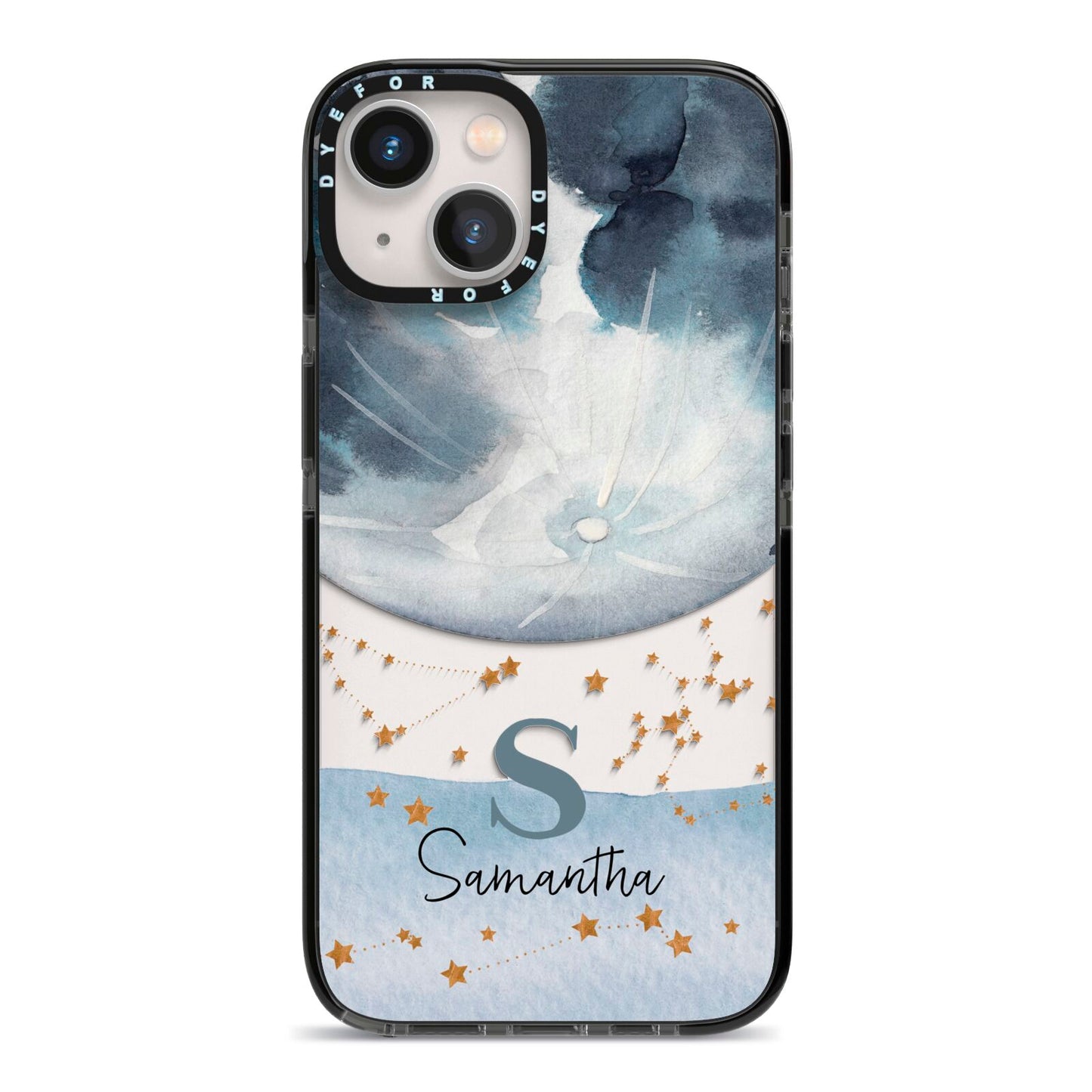 Moon Constellation Personalised iPhone 13 Black Impact Case on Silver phone