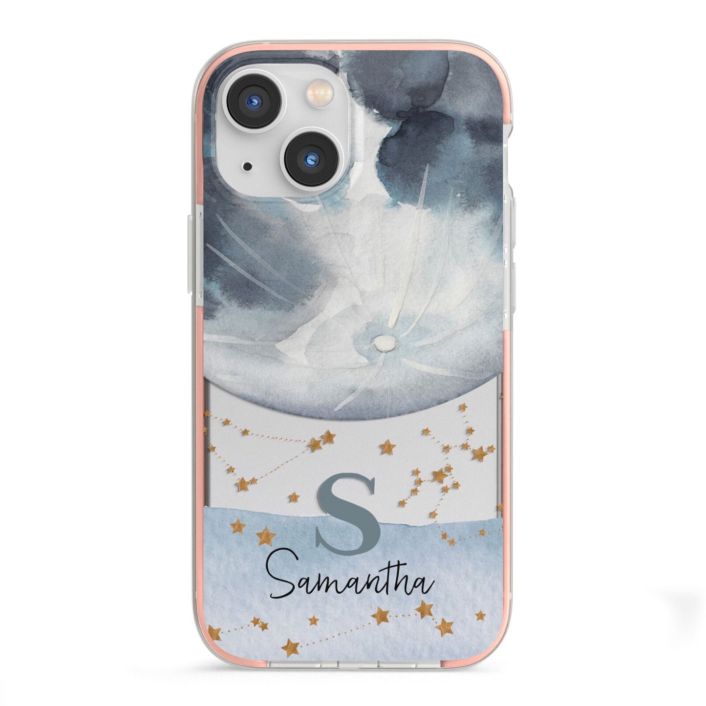 Moon Constellation Personalised iPhone 13 Mini TPU Impact Case with Pink Edges