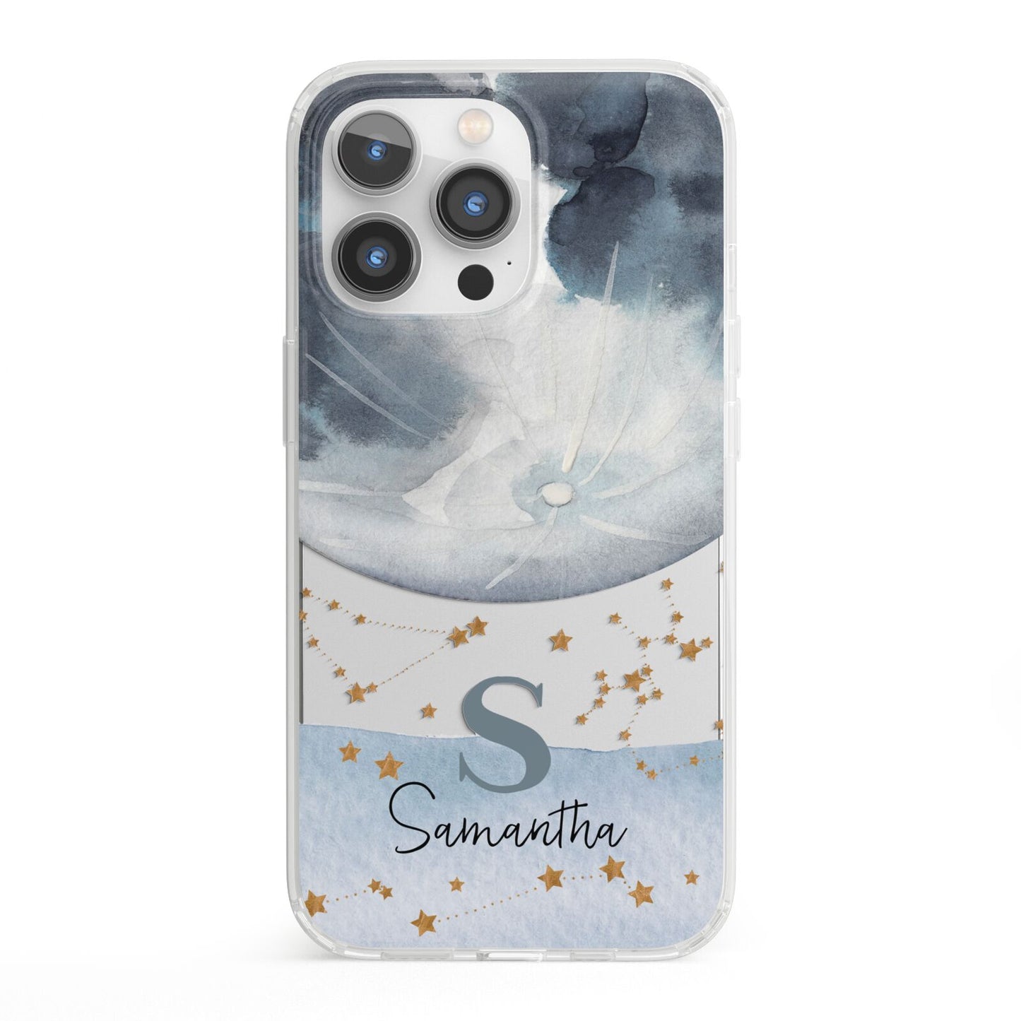 Moon Constellation Personalised iPhone 13 Pro Clear Bumper Case