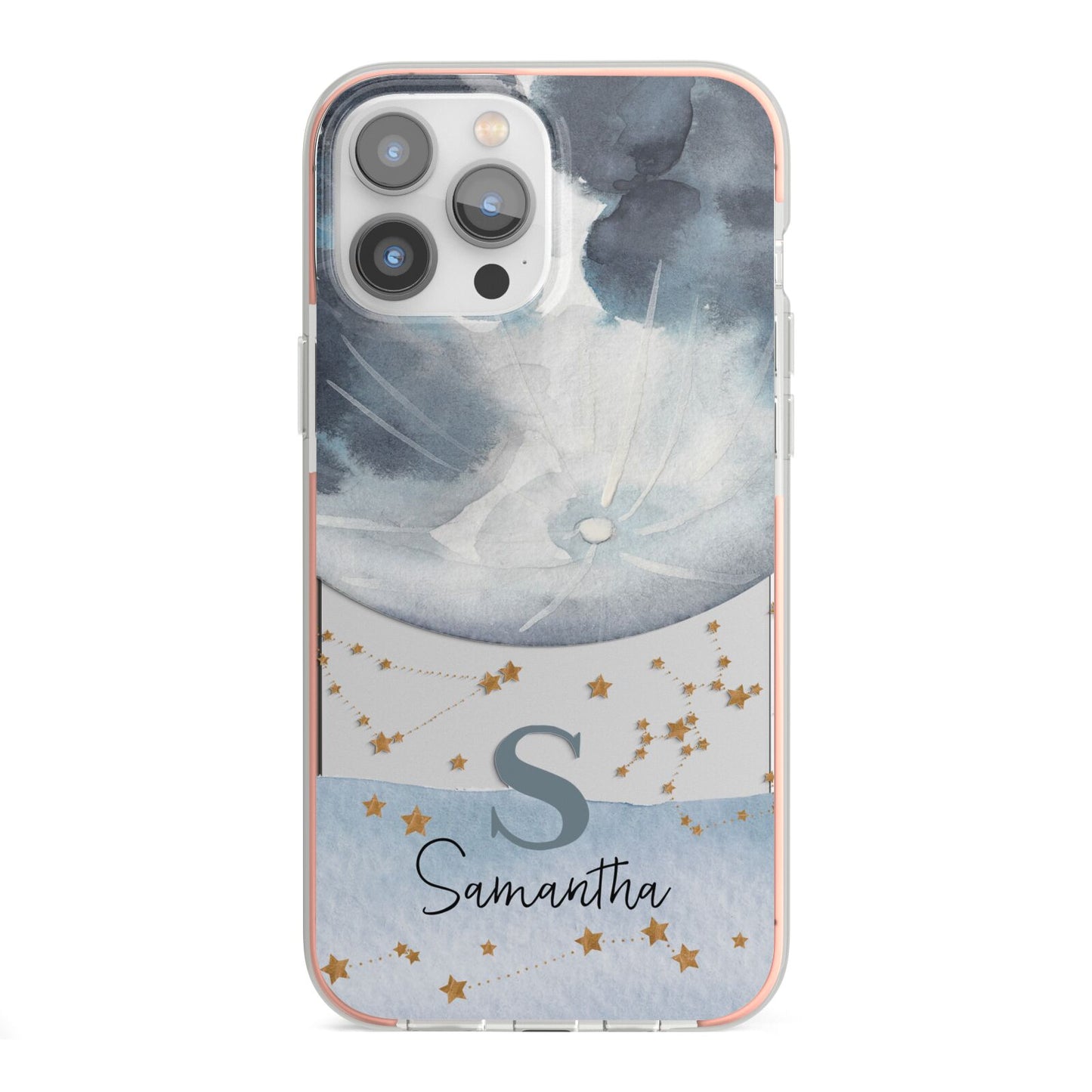 Moon Constellation Personalised iPhone 13 Pro Max TPU Impact Case with Pink Edges