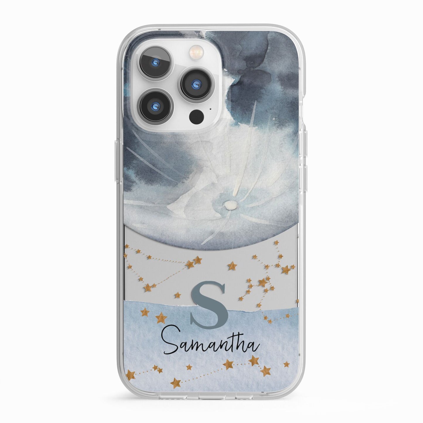 Moon Constellation Personalised iPhone 13 Pro TPU Impact Case with White Edges