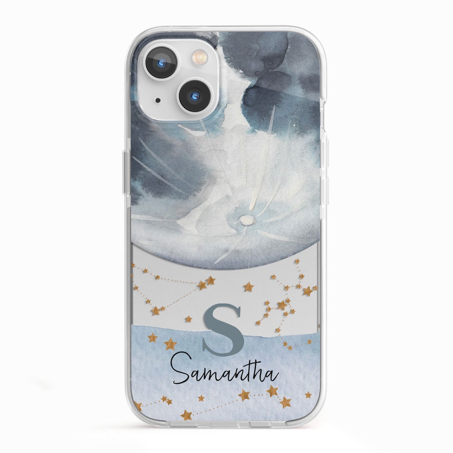 Moon Constellation Personalised iPhone 13 TPU Impact Case with White Edges