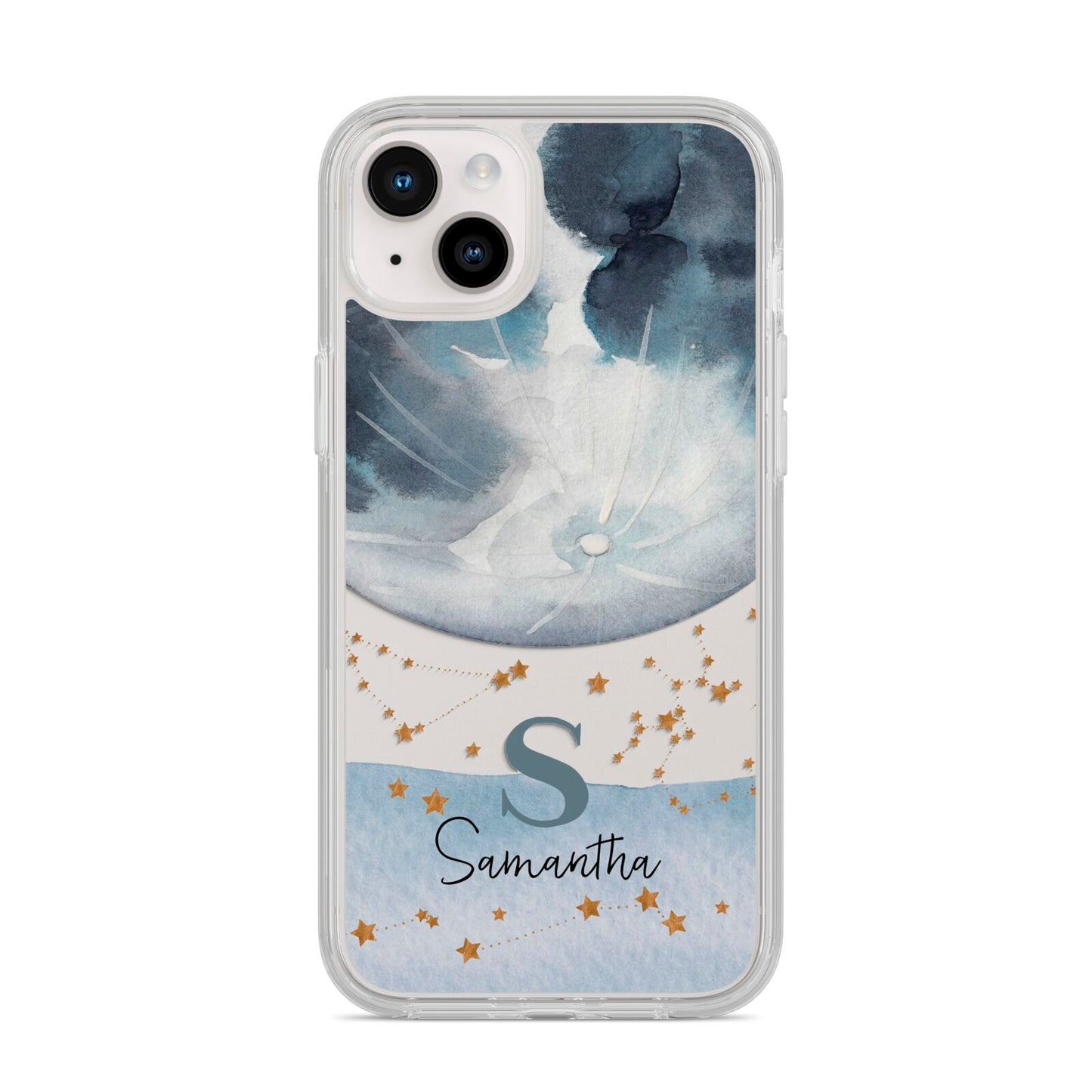 Moon Constellation Personalised iPhone 14 Plus Clear Tough Case Starlight