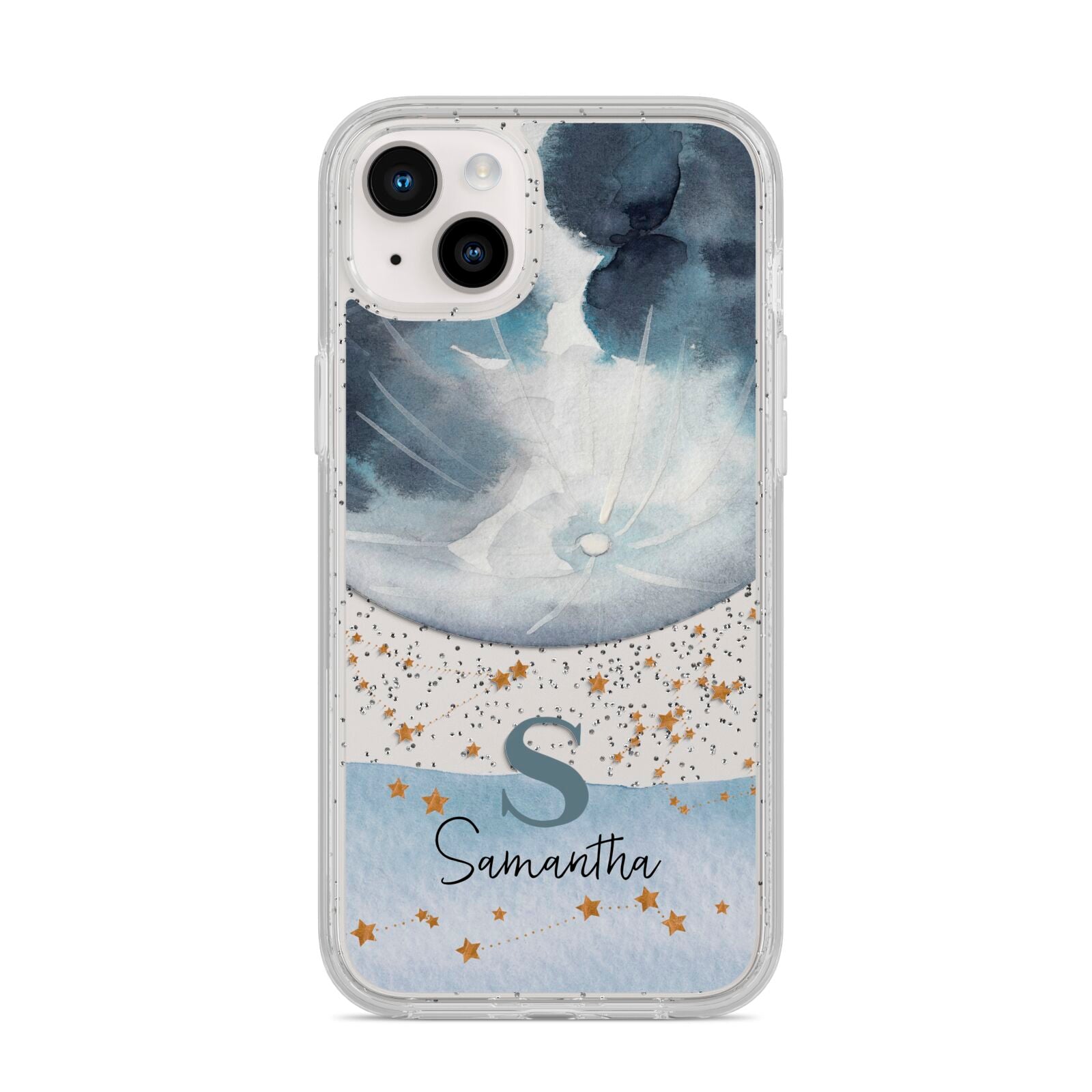 Moon Constellation Personalised iPhone 14 Plus Glitter Tough Case Starlight
