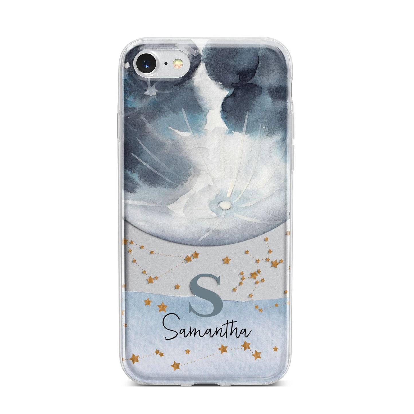Moon Constellation Personalised iPhone 7 Bumper Case on Silver iPhone