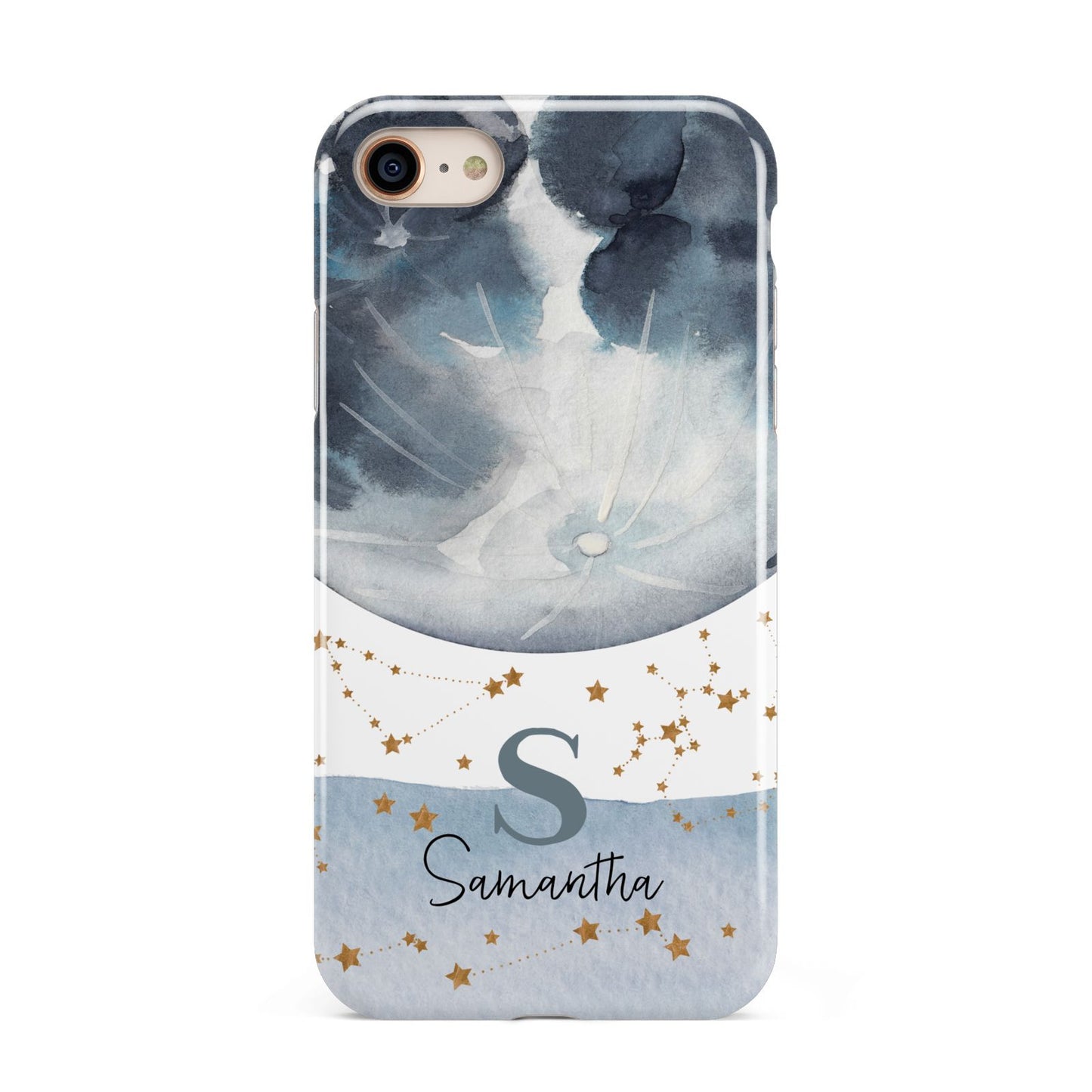 Moon Constellation Personalised iPhone 8 3D Tough Case on Gold Phone